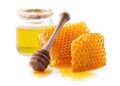Honeycomb with honey in closeup