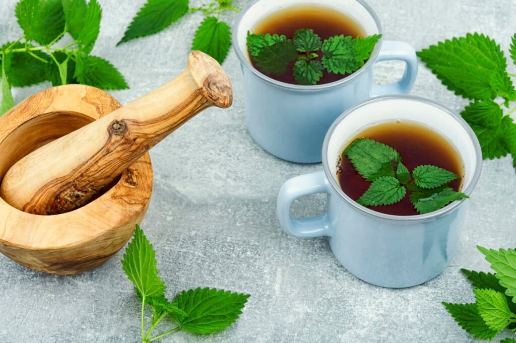 Healing nettle tea, alternative remedy