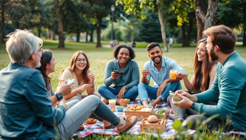 People connecting without technology